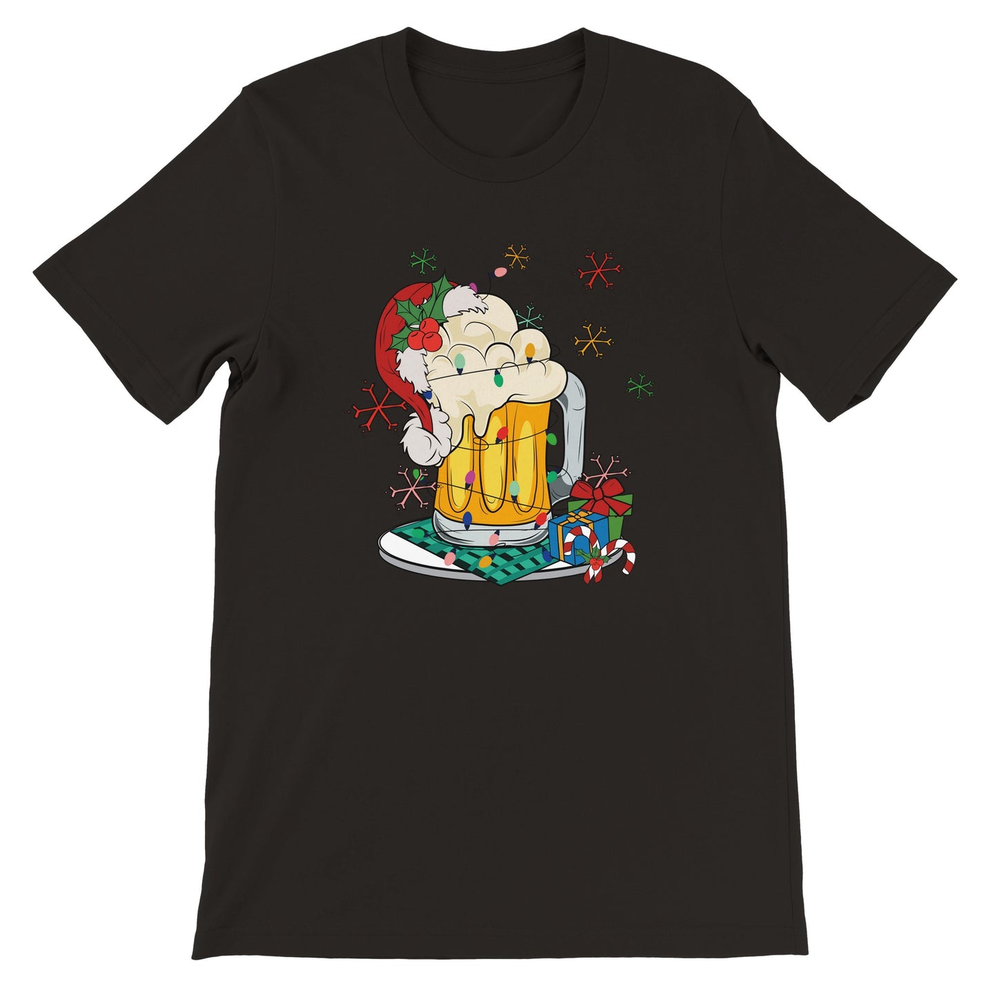 Unisex Kurzarm T-Shirt mit Print - Bier für Weihnachten und Winter - leicht tailliert – viele Farben und große Größen für Damen und Herren -