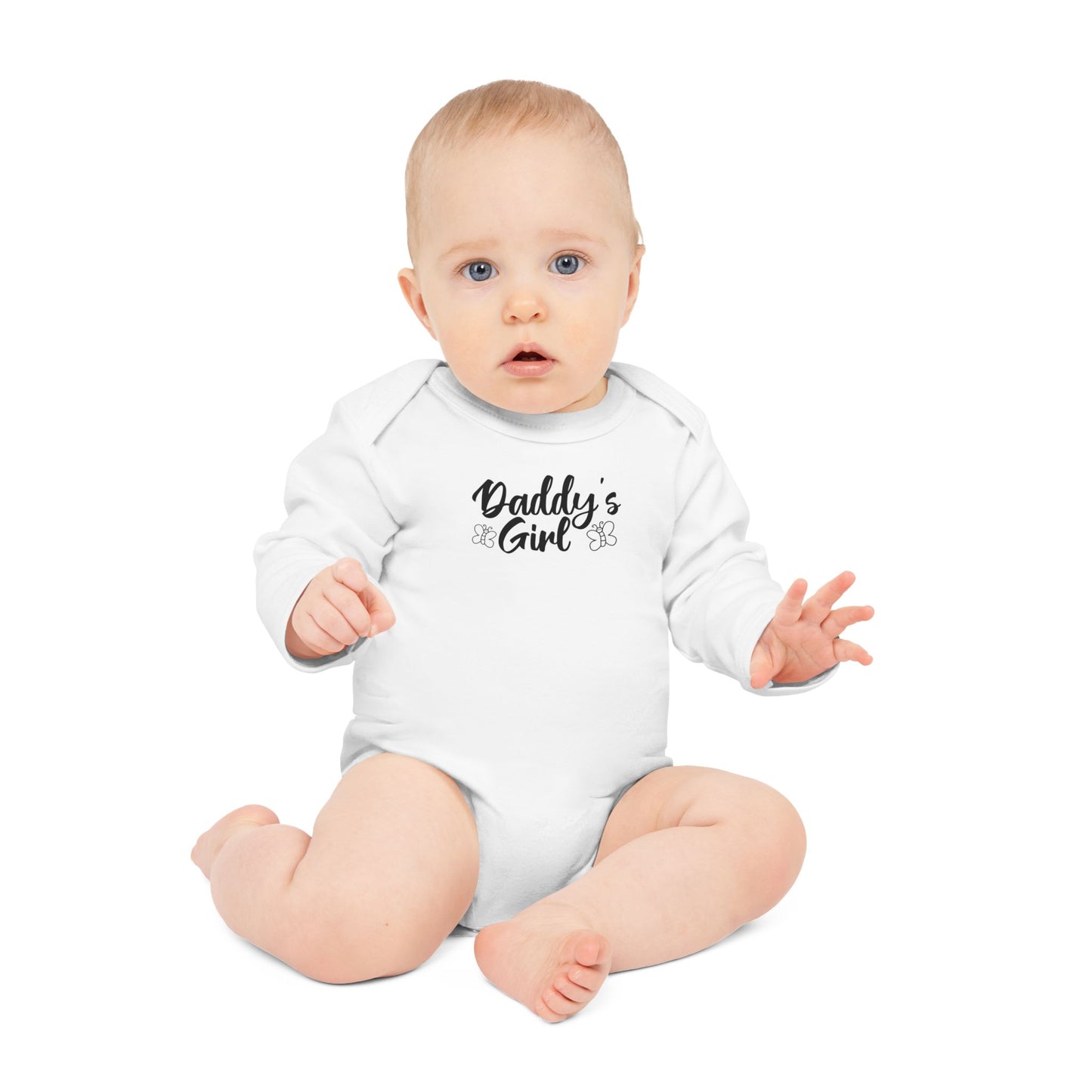 Langarm Baby und Kinder Bio Body mit Spruch "Daddy´s Girl" - Unisex Bodysuit mit Aufdruck für Neugeborene und Kleinkinder - 100% Bio Baumwolle, 200 g/m², bis 18 Monate bzw. 86cm -