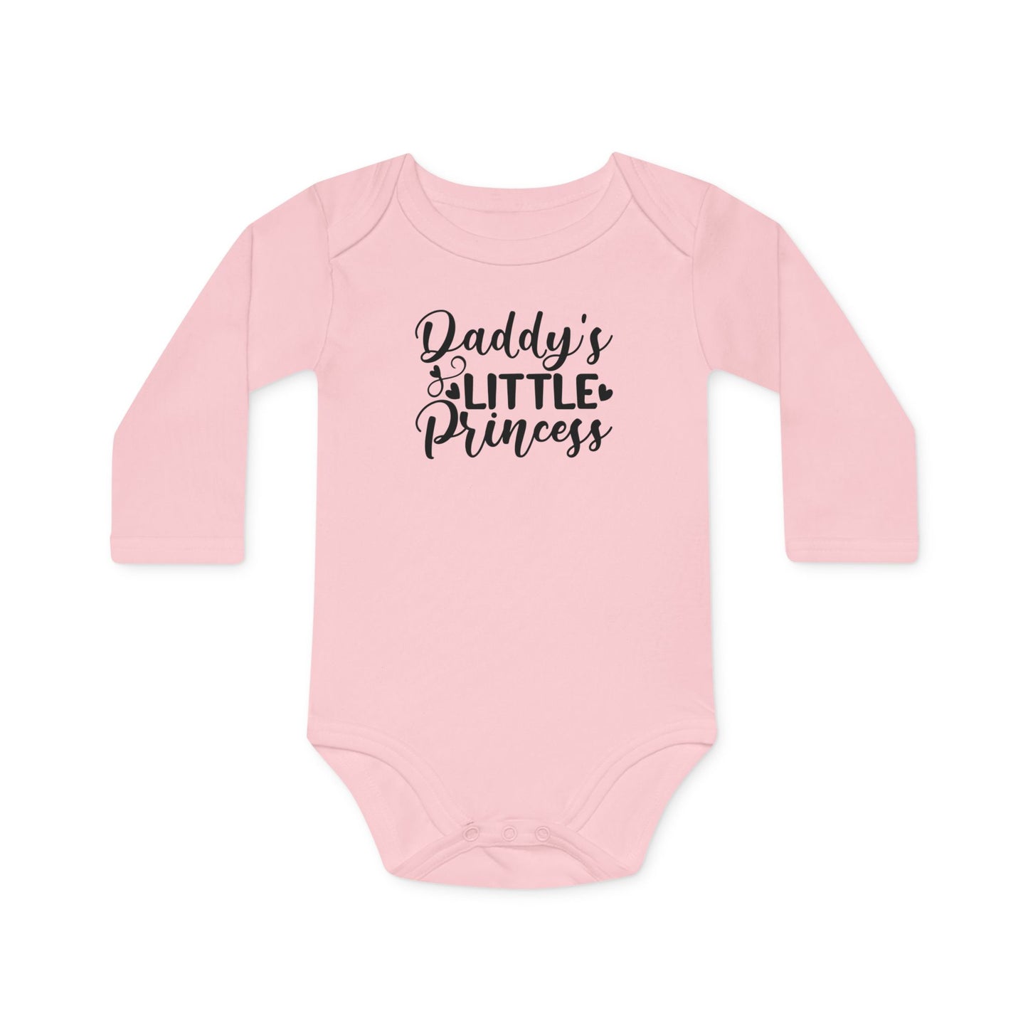 Langarm Baby und Kinder Bio Body mit Spruch Daddy´s little Princess - Unisex Bodysuit mit Aufdruck für Neugeborene und Kleinkinder - 100% Bio Baumwolle, 200 g/m², bis 18 Monate bzw. 86cm - Powder Pink