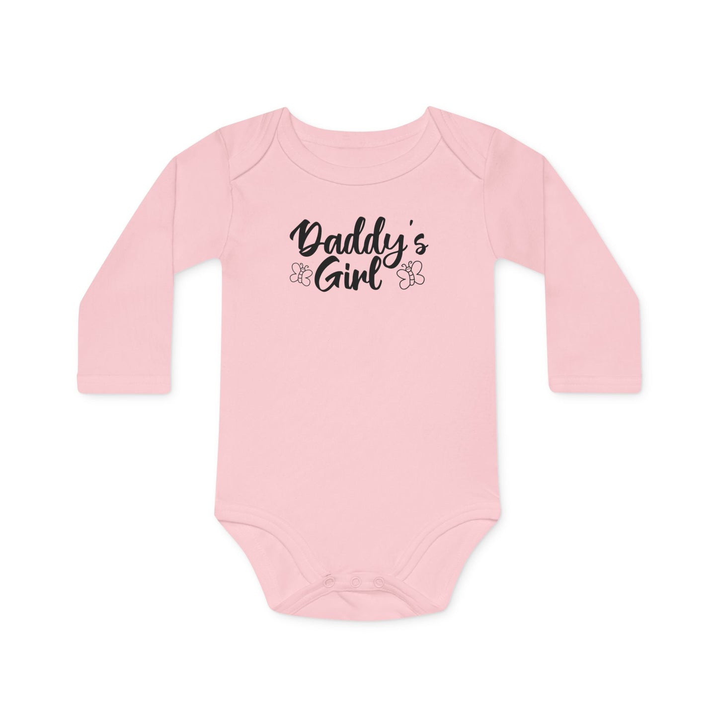 Langarm Baby und Kinder Bio Body mit Spruch "Daddy´s Girl" - Unisex Bodysuit mit Aufdruck für Neugeborene und Kleinkinder - 100% Bio Baumwolle, 200 g/m², bis 18 Monate bzw. 86cm - Powder Pink