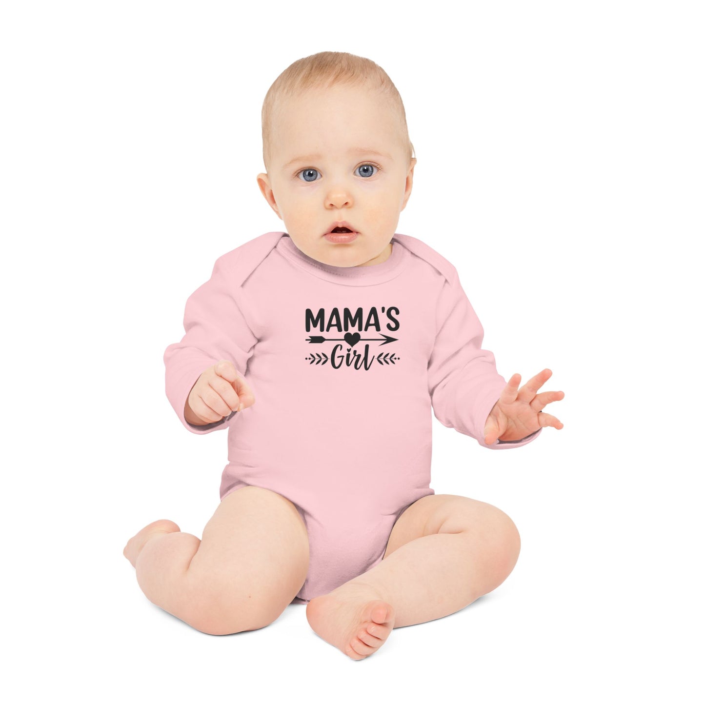 Langarm Baby und Kinder Bio Body mit Spruch "Mama´s Girl" - Unisex Bodysuit mit Aufdruck für Neugeborene und Kleinkinder - 100% Bio Baumwolle, 200 g/m², bis 18 Monate bzw. 86cm - mehrere Farben und Größen -