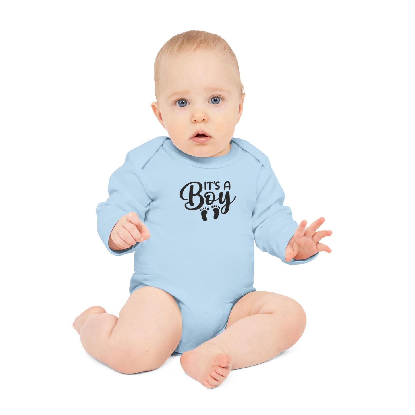 Langarm Baby und Kinder Bio Body mit Spruch "It´s a Boy" - Unisex Bodysuit mit Aufdruck für Neugeborene und Kleinkinder - 100% Bio Baumwolle, 200 g/m², bis 18 Monate bzw. 86cm -