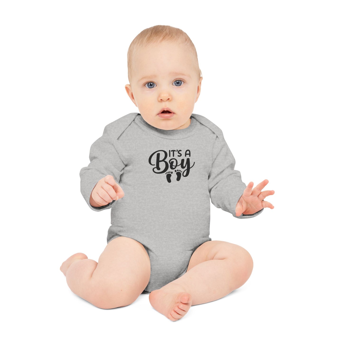 Langarm Baby und Kinder Bio Body mit Spruch "It´s a Boy" - Unisex Bodysuit mit Aufdruck für Neugeborene und Kleinkinder - 100% Bio Baumwolle, 200 g/m², bis 18 Monate bzw. 86cm -