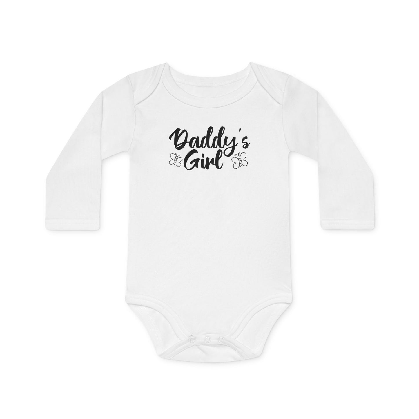 Langarm Baby und Kinder Bio Body mit Spruch "Daddy´s Girl" - Unisex Bodysuit mit Aufdruck für Neugeborene und Kleinkinder - 100% Bio Baumwolle, 200 g/m², bis 18 Monate bzw. 86cm - White