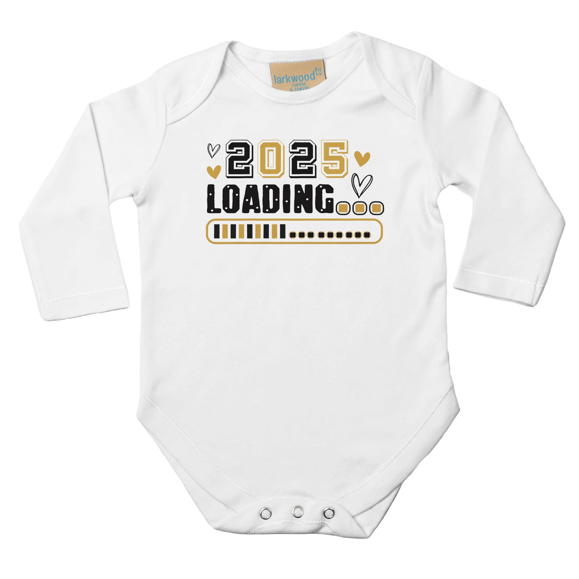 Unisex Baby Langarm Body mit Aufdruck - 2025 Loading - 100% Baumwolle - Größe bis 18 Monate bzw. 86 - Strampler Body mit Aufdruck -