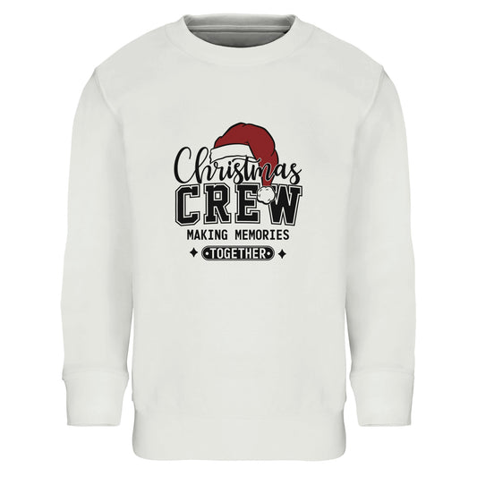 Unisex Kinder Sweatshirt Christmas Crew - Making Memories together - hübscher Mädchen und Jungen Print für Weihnachten und Winter - 4 bis 14 Jahre – in vielen Farben und Größen - Weiß