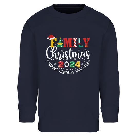 Unisex Kinder Sweatshirt mit Weihnachtsspruch - Family Christmas 2024 - hübscher Mädchen und Jungen Print für Weihnachten und Winter - 4 bis 14 Jahre – in vielen Farben und Größen -