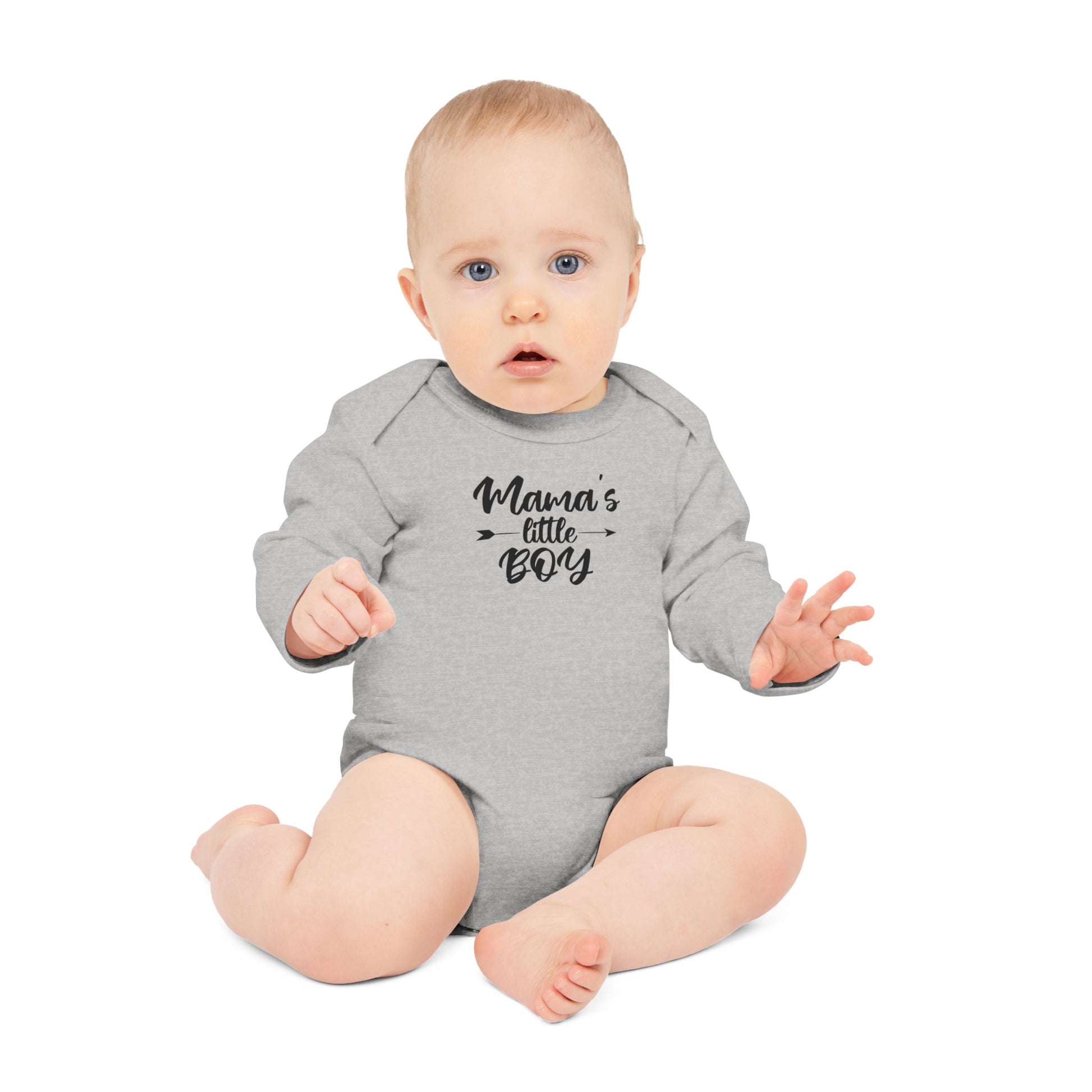 Langarm Baby und Kinder Bio Body mit Spruch "Mama´s little Boy" - Unisex Bodysuit mit Aufdruck für Neugeborene und Kleinkinder - 100% Bio Baumwolle, 200 g/m², bis 18 Monate bzw. 86cm - mehrere Farben und Größen -