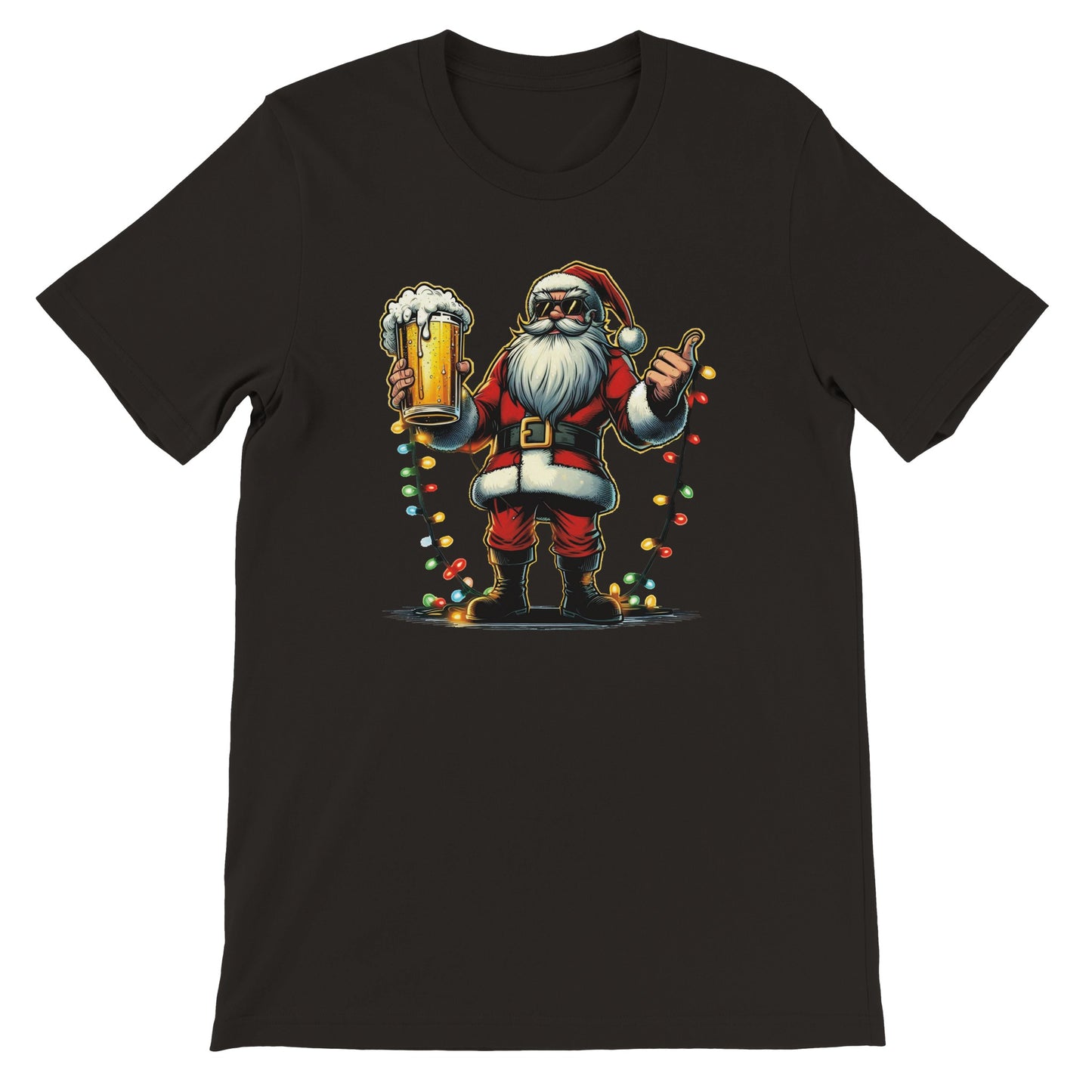 Unisex Kurzarm T-Shirt mit Print - Weihnachtsmann mit Bier für Weihnachten und Winter - leicht tailliert – viele Farben und große Größen für Damen und Herren -