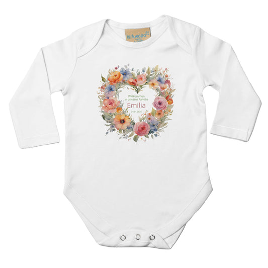 Personalisierbarer Unisex Baby Langarm Body mit Aufdruck - Eigenen Wunschtext eintragen - 100% Baumwolle - Größe bis 18 Monate bzw. 86 - Strampler Body mit Aufdruck -