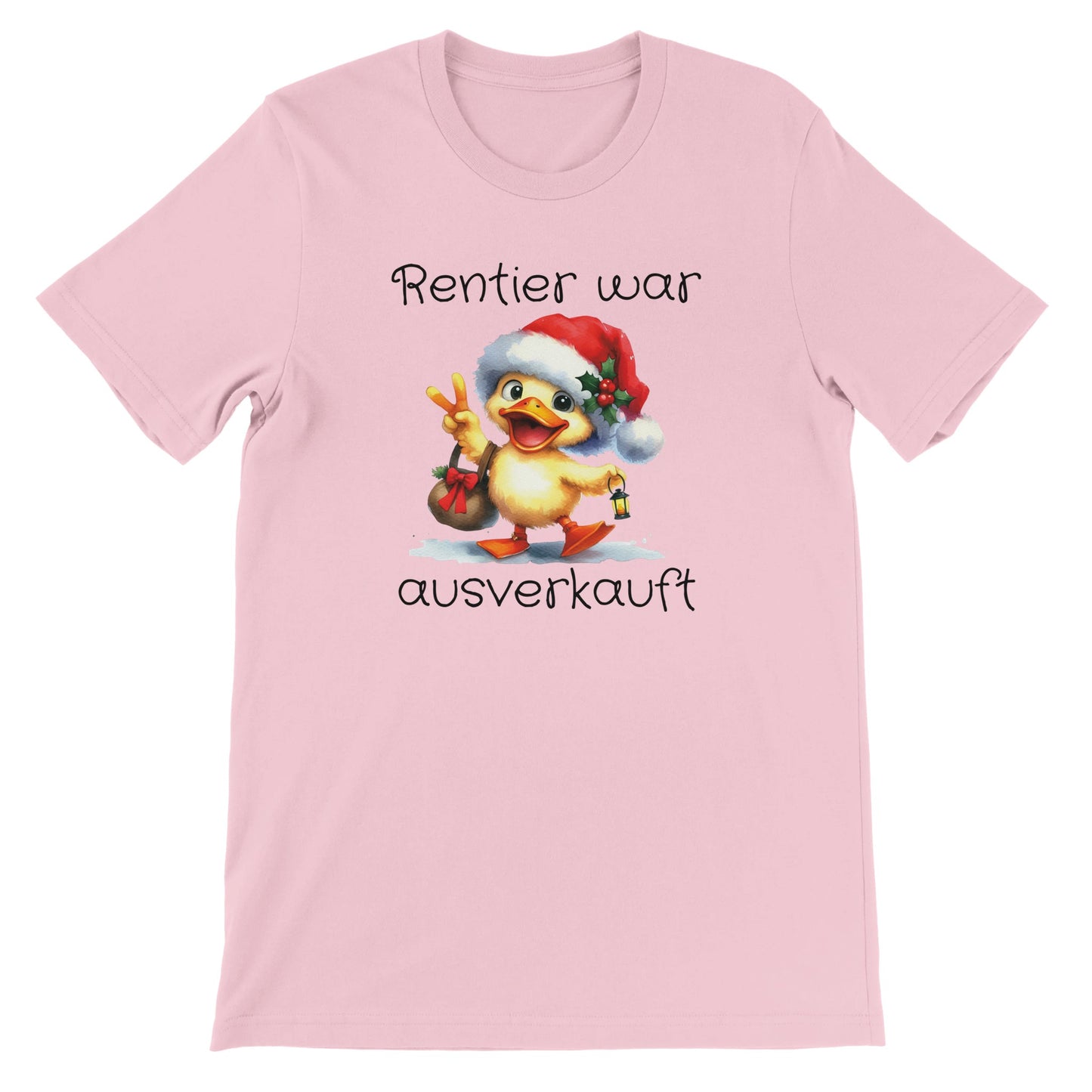 Unisex Kurzarm T-Shirt mit Print mit Ente - Reintier war ausverkauft - Weihnachten und Winter - leicht tailliert – viele Farben und große Größen für Damen und Herren - Rosa