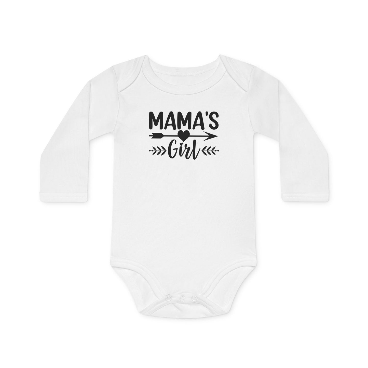 Langarm Baby und Kinder Bio Body mit Spruch "Mama´s Girl" - Unisex Bodysuit mit Aufdruck für Neugeborene und Kleinkinder - 100% Bio Baumwolle, 200 g/m², bis 18 Monate bzw. 86cm - mehrere Farben und Größen - White