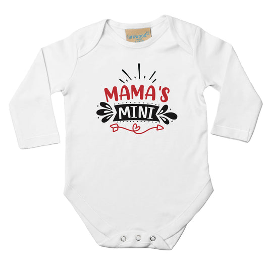 Unisex Baby Langarm Body mit Aufdruck Mamas Mini - 100% Baumwolle - Größe bis 18 Monate bzw. 86 - Strampler Body mit Muster -