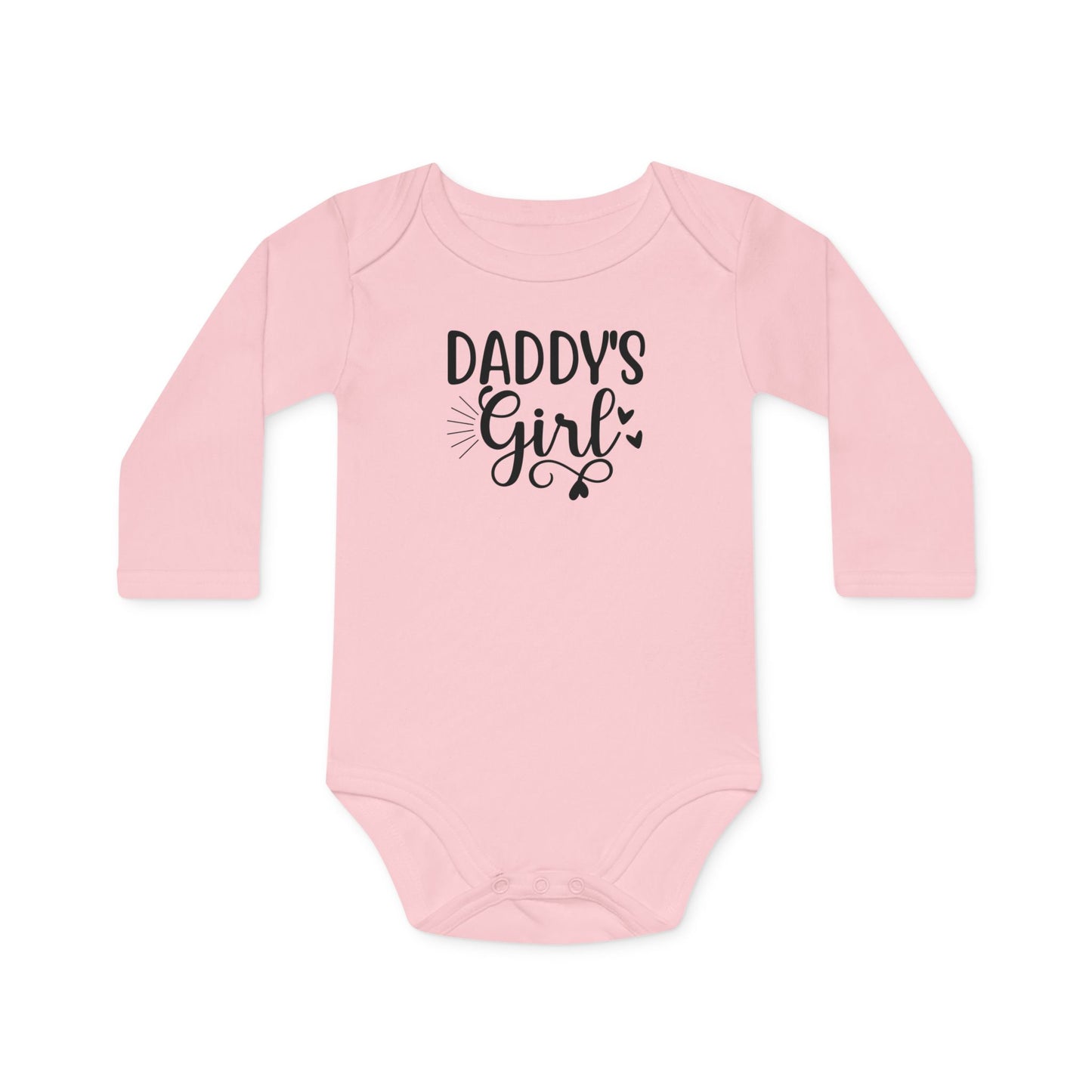 Langarm Baby und Kinder Bio Body mit Spruch "Daddys Girl" - Unisex Bodysuit mit Aufdruck für Neugeborene und Kleinkinder - 100% Bio Baumwolle, 200 g/m², bis 18 Monate bzw. 86cm - Powder Pink