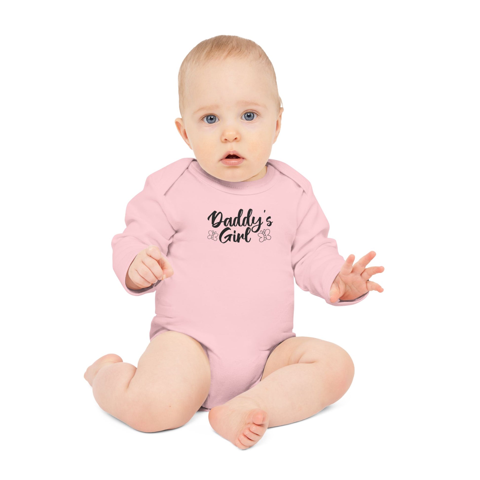 Langarm Baby und Kinder Bio Body mit Spruch "Daddy´s Girl" - Unisex Bodysuit mit Aufdruck für Neugeborene und Kleinkinder - 100% Bio Baumwolle, 200 g/m², bis 18 Monate bzw. 86cm -