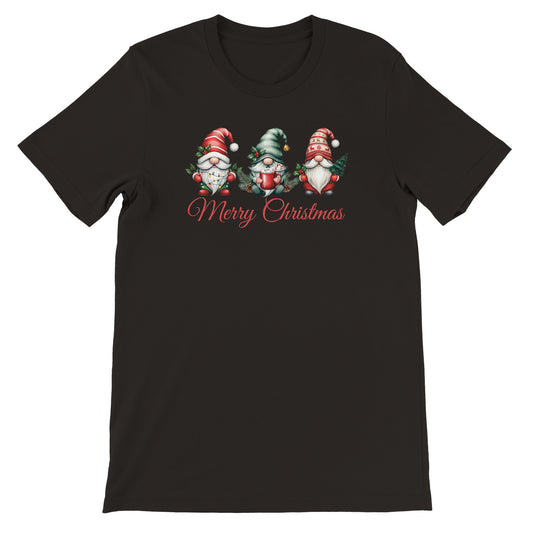 Unisex Kurzarm T-Shirt mit Print - Wichtel mit Merry Christmas - für Weihnachten und Winter - leicht tailliert – viele Farben und große Größen für Damen und Herren -