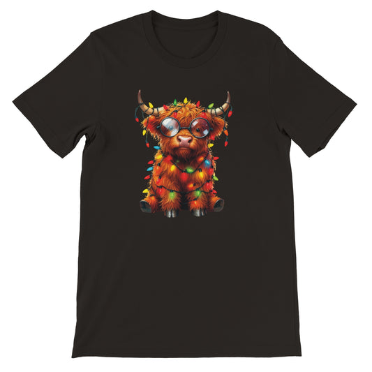 Unisex Kurzarm T-Shirt mit Yak - Büffel Print für Weihnachten und Winter - leicht tailliert – viele Farben und große Größen für Damen und Herren -