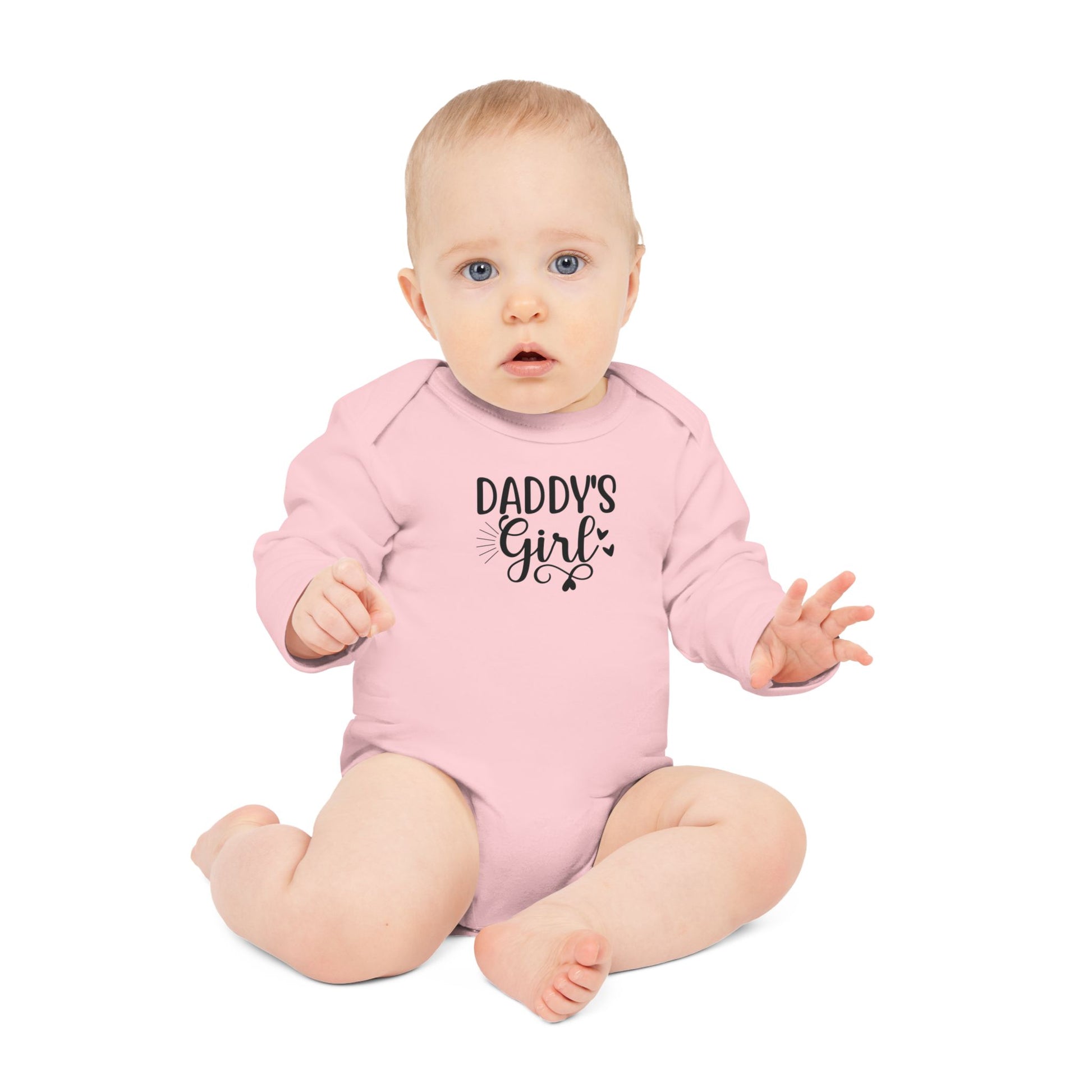 Langarm Baby und Kinder Bio Body mit Spruch "Daddys Girl" - Unisex Bodysuit mit Aufdruck für Neugeborene und Kleinkinder - 100% Bio Baumwolle, 200 g/m², bis 18 Monate bzw. 86cm -