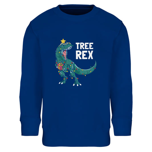 Kinder Sweatshirt Dinosaurier als Christbaum - Tree Rex - Jungen Aufdruck für Weihnachten und Winter - 4 bis 14 Jahre - viele verschiedene Farben - Royal Blue