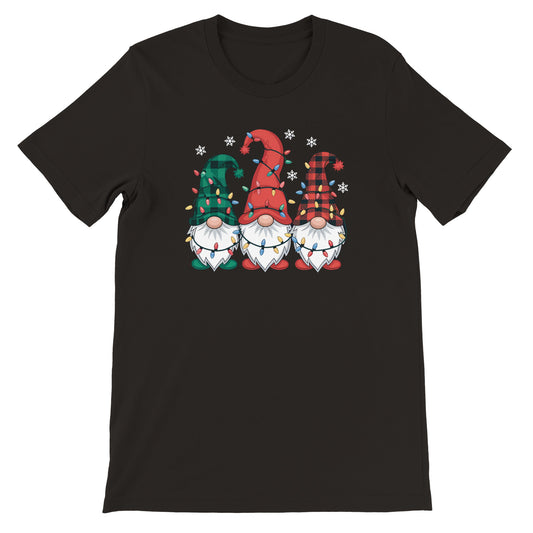 Unisex Kurzarm T-Shirt mit Print mit drei Wichtel für Weihnachten und Winter - leicht tailliert – viele Farben und große Größen für Damen und Herren -