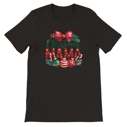 Unisex Kurzarm T-Shirt mit Christmas Mama Spruch - Print für Weihnachten und Winter - leicht tailliert – viele Farben und große Größen für Damen -