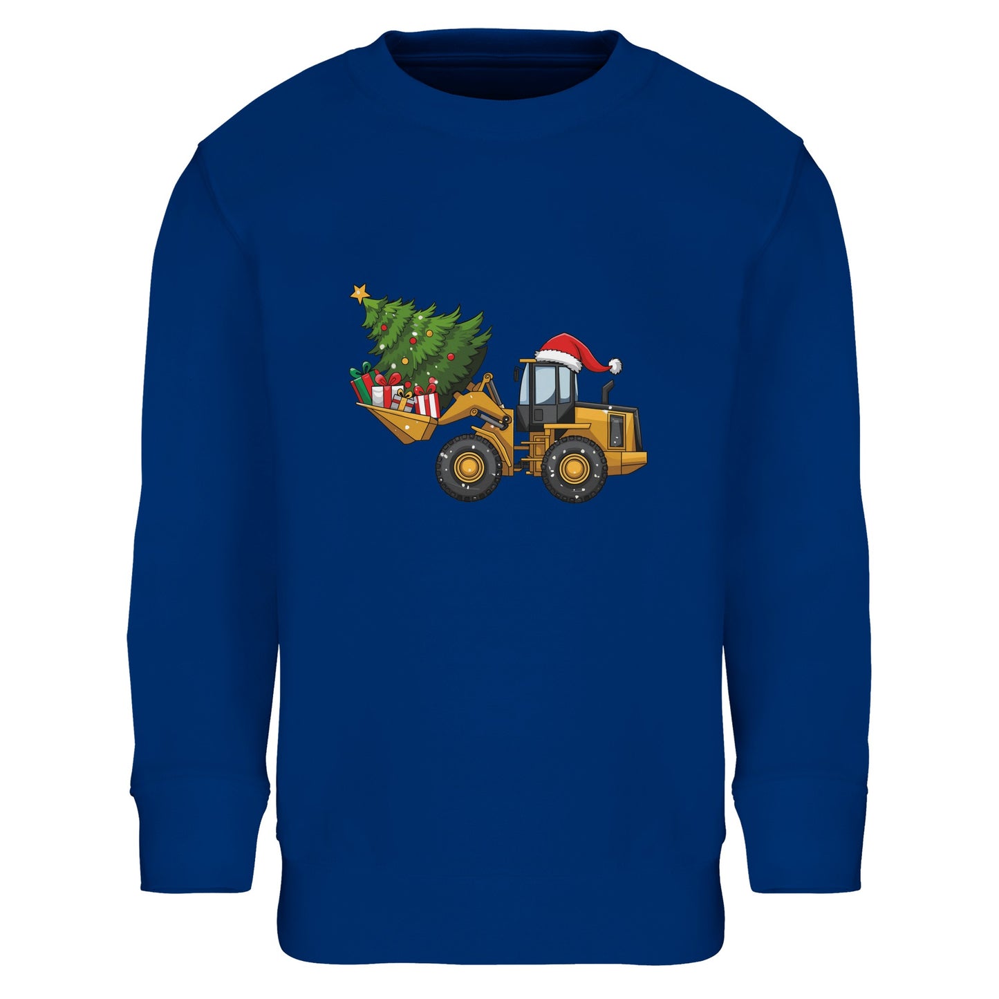 Kinder Sweatshirt mit Bagger, Christbaum und Geschenke - Jungen Aufdruck für Weihnachten und Winter - 4 bis 14 Jahre - viele verschiedene Farben - Royal Blue