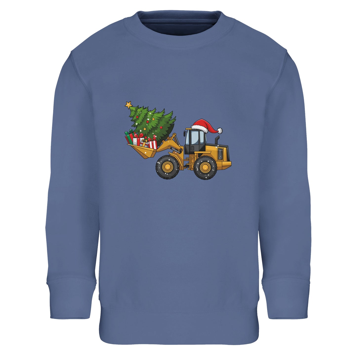 Kinder Sweatshirt mit Bagger, Christbaum und Geschenke - Jungen Aufdruck für Weihnachten und Winter - 4 bis 14 Jahre - viele verschiedene Farben - Blue