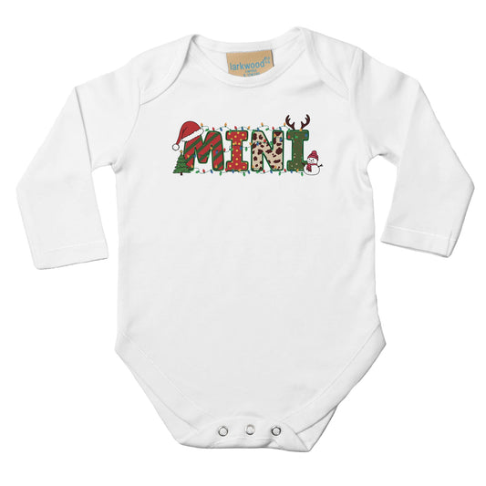 Unisex Baby Langarm Body mit Aufdruck Mini - für Weihnachten und Winter - 100% Baumwolle - Größe bis 18 Monate bzw. 86 - Strampler Body mit Muster -