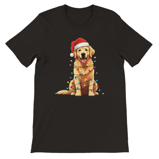 Unisex Kurzarm T-Shirt mit Print mit Golden Redriever für Weihnachten und Winter - leicht tailliert – viele Farben und große Größen für Damen und Herren -