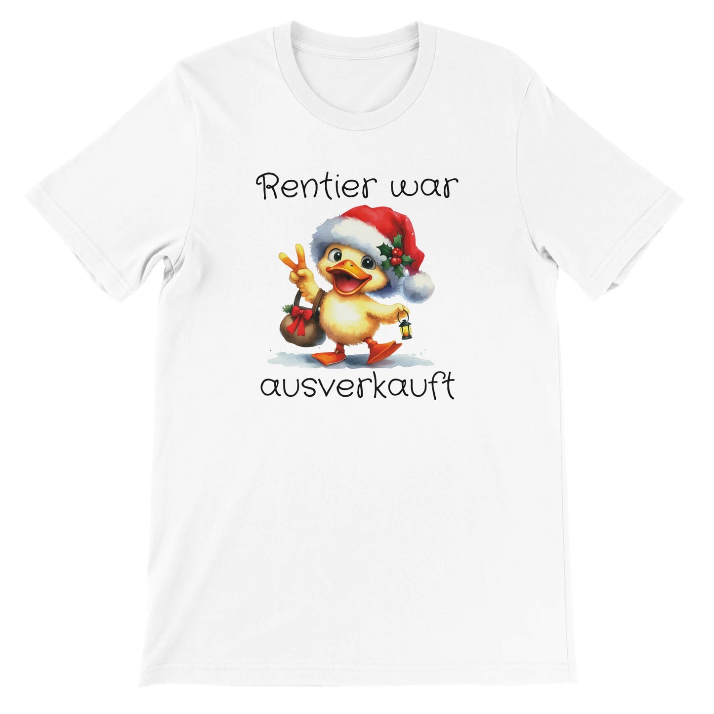 Unisex Kurzarm T-Shirt mit Print mit Ente - Reintier war ausverkauft - Weihnachten und Winter - leicht tailliert – viele Farben und große Größen für Damen und Herren - Weiß