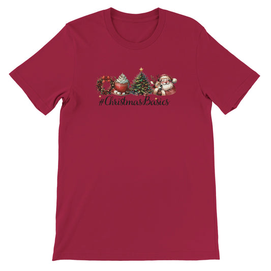 Unisex Kurzarm T-Shirt mit Print für Weihnachten und Winter - #Christmasbasics - leicht tailliert – viele Farben und große Größen für Damen - Kardinal