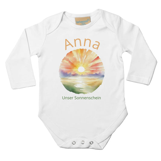 Personalisierbarer Unisex Baby Langarm Body mit Aufdruck - 100% Baumwolle - Größe bis 18 Monate bzw. 86 - Strampler Body mit Aufdruck -