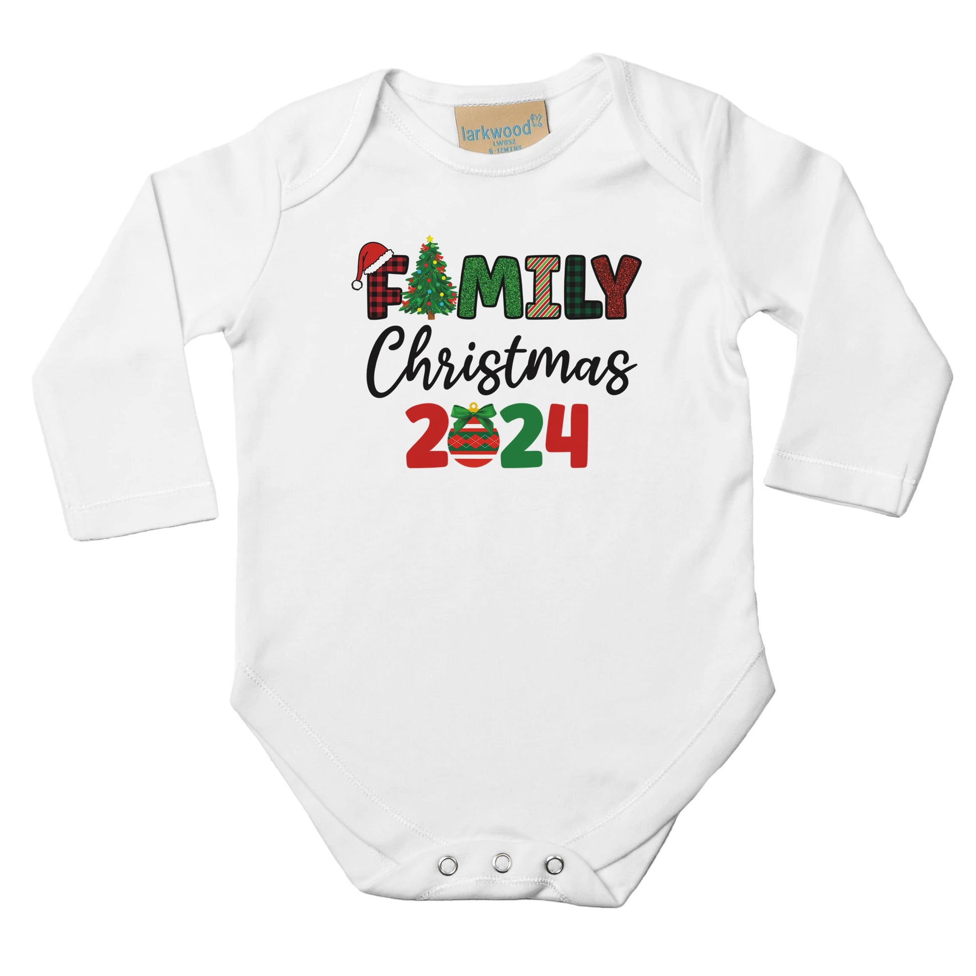 Unisex Baby Langarm Body für Weihnachten mit Aufdruck - Family Christmas 2024 - 100% Baumwolle - Größe bis 18 Monate bzw. 86 -